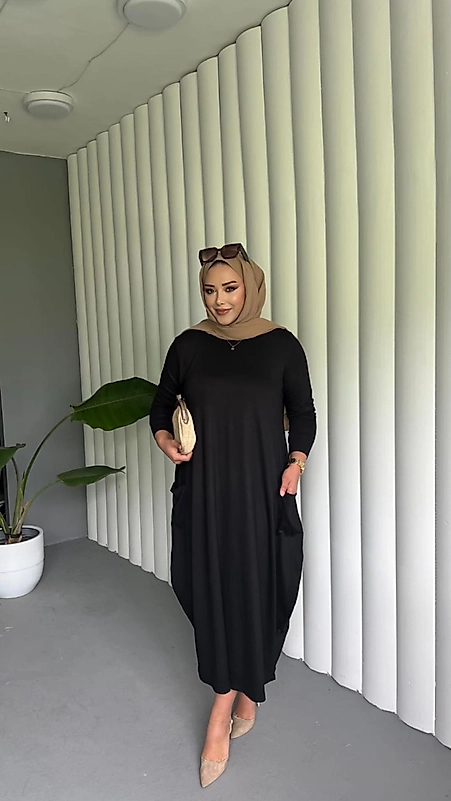 Viskon örme balon elbise